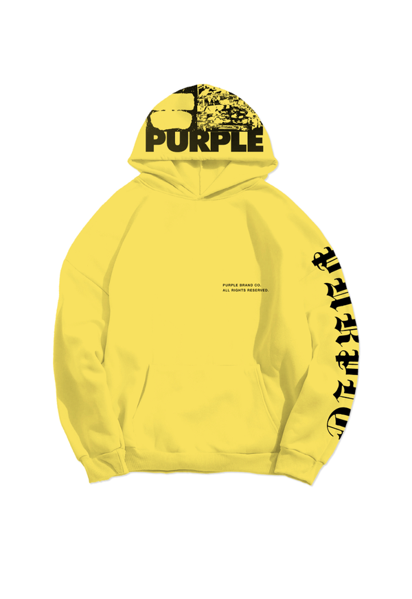 Purple brand (yellow French terry gothic wordmark hoodie)