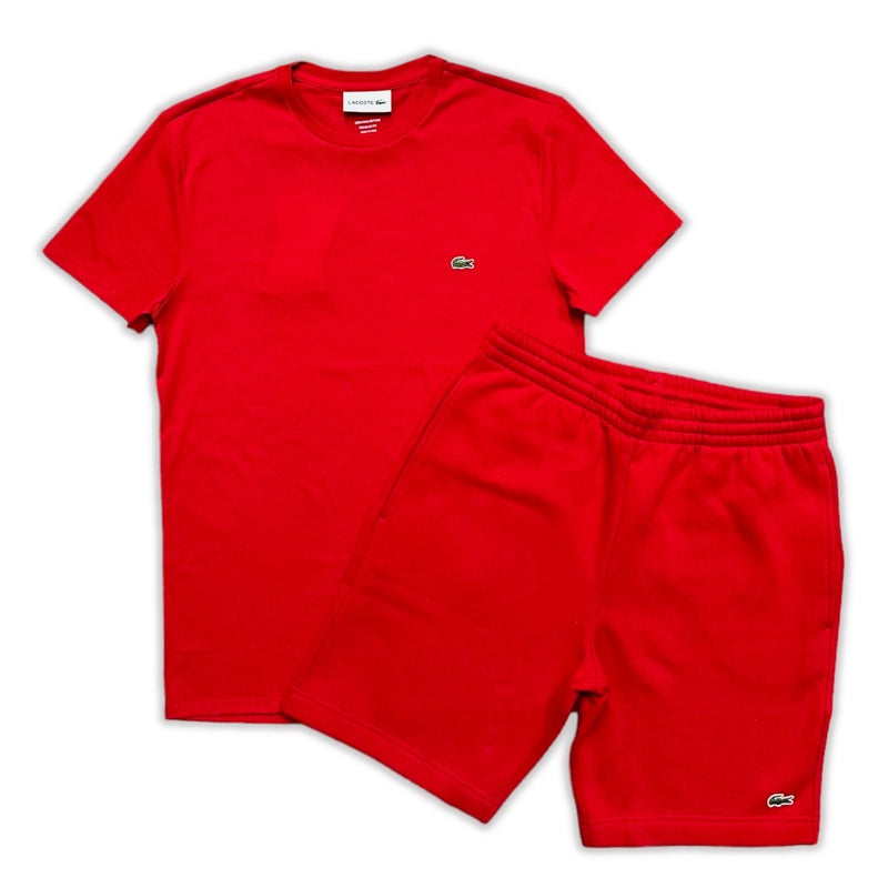 Lacoste (men's red organic cotton short set)