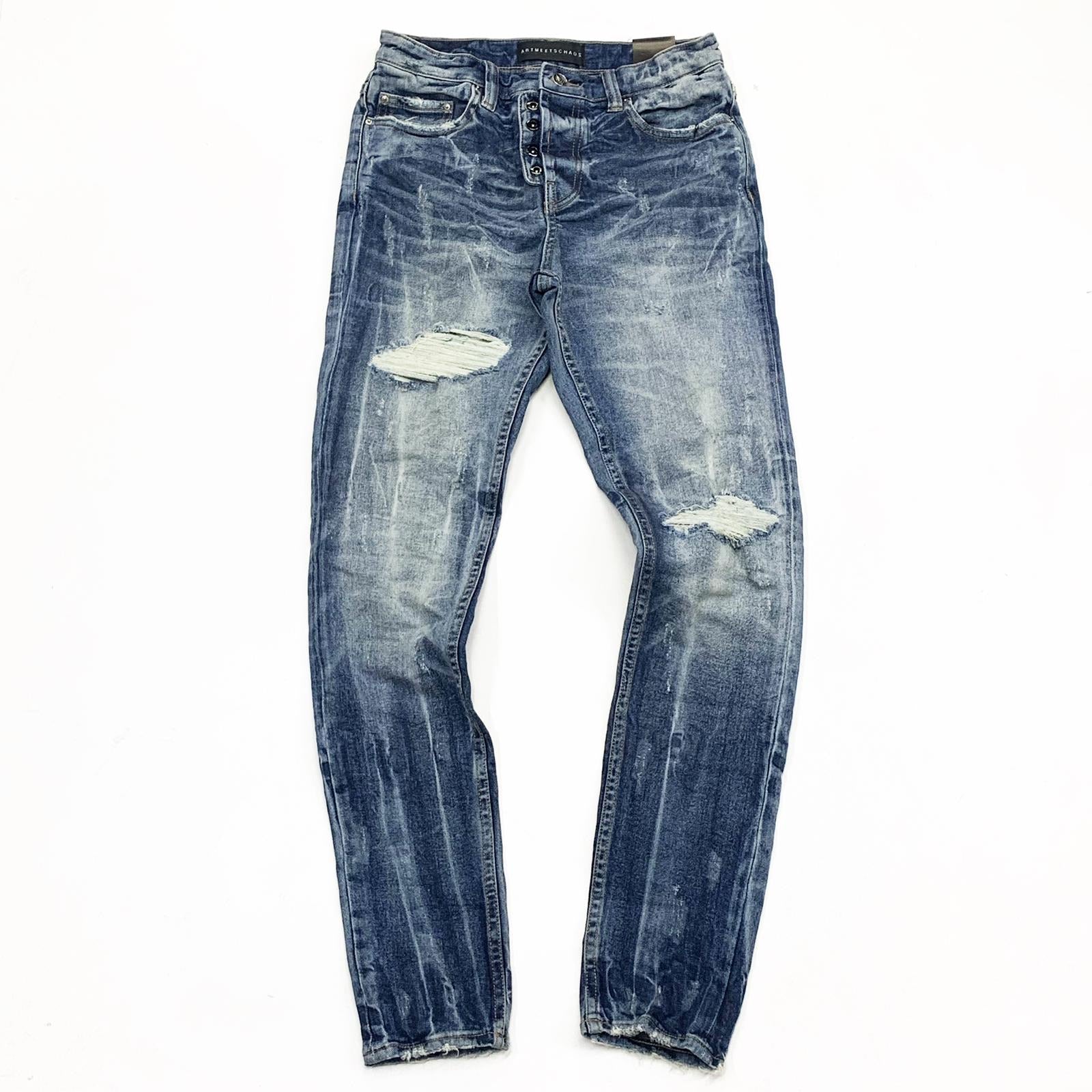 Artmeetschaos (BLUE /white WASH JEANS )