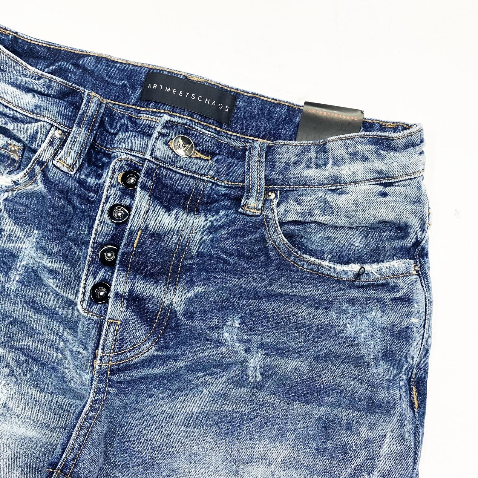 Artmeetschaos (BLUE /white WASH JEANS )