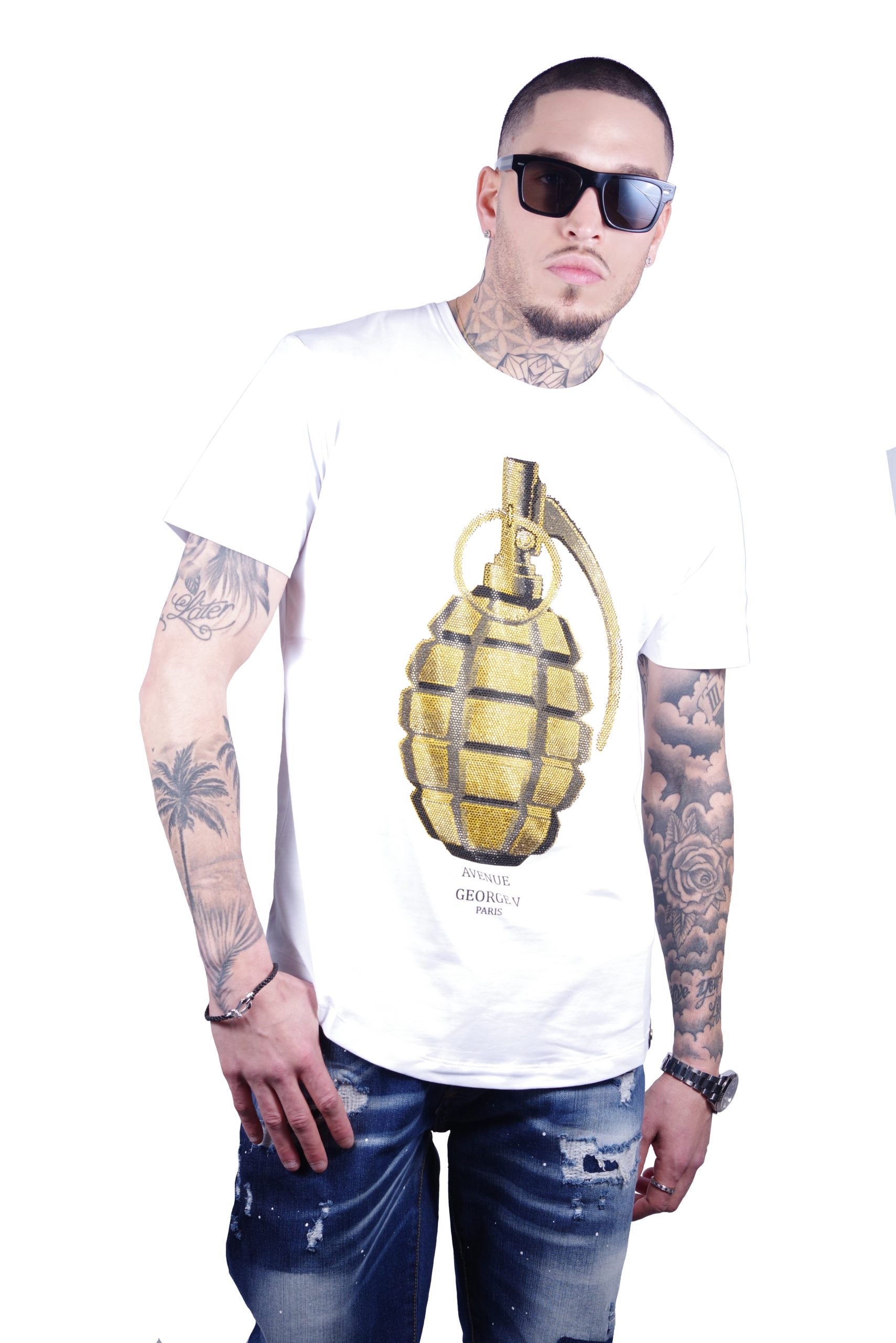 Avenue George (White /Gold crewneck t-shirts)