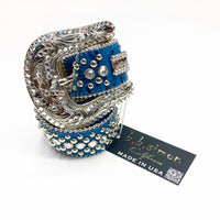 B.B Simon (Sliver/blue crystal belt)