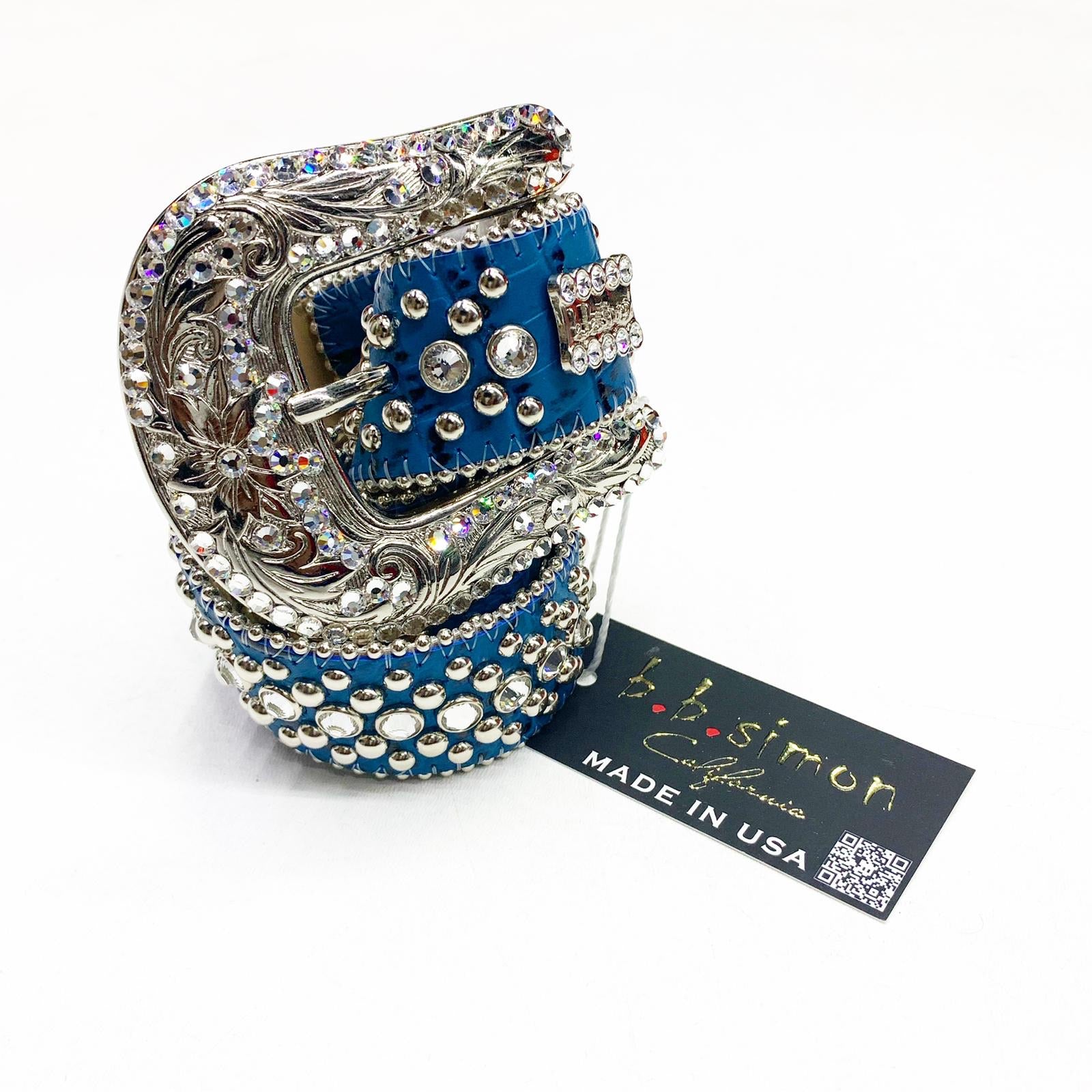 B.B Simon (Sliver/blue crystal belt)