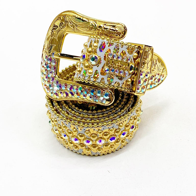 B.B SIMON (white/gold crystal belt)