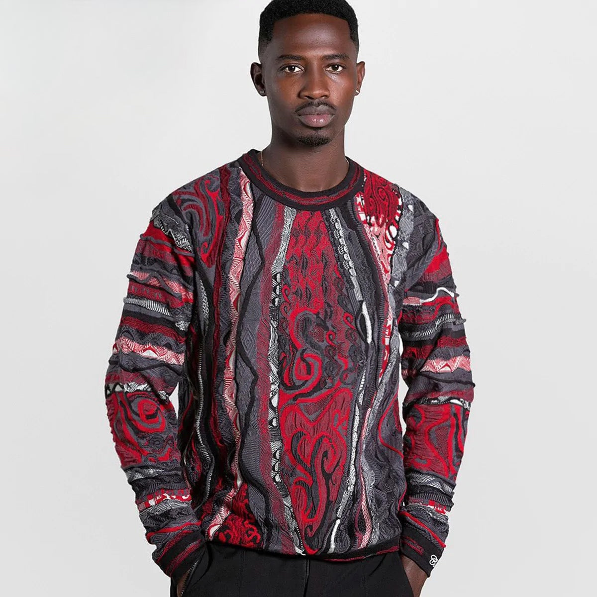 Red and black crew neck hotsell