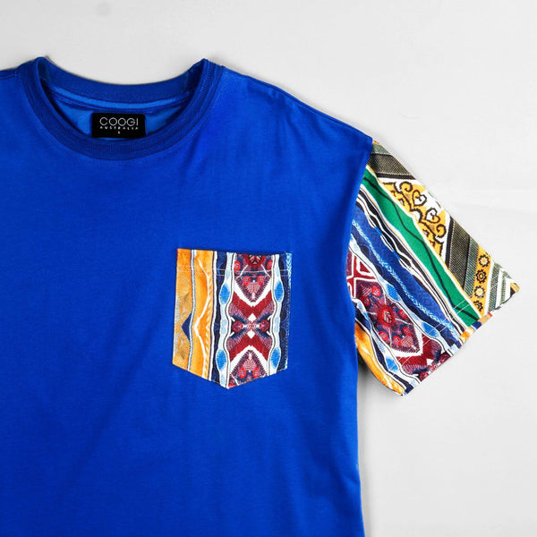 Coogi Australia (royal blue Og patch work crewneck t-shirt)