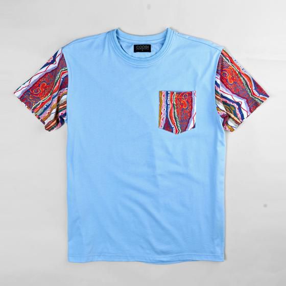 Coogi Australia (sky blue Og patch work crewneck t-shirt)