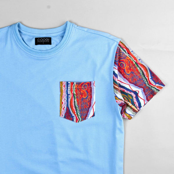 Coogi Australia (sky blue Og patch work crewneck t-shirt)