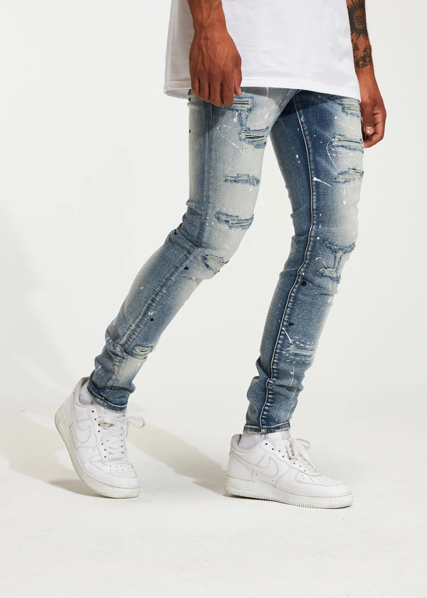 Crysp denim (blue Atlantic distressed paint jean -110)