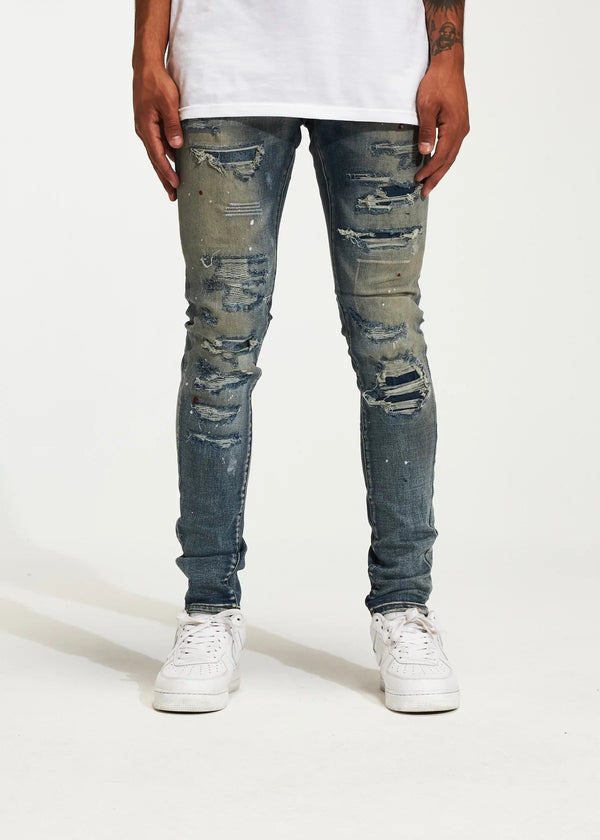 Crysp denim ( blue Atlantic indigo distressed jean -111)