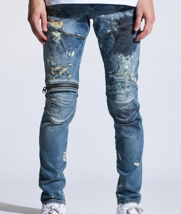 Crysp denim (blue Bart indigo paint zip jean -125