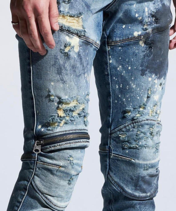 Crysp denim (blue Bart indigo paint zip jean -125