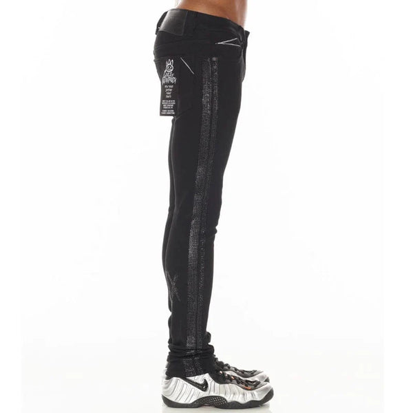 cult of individuality (black punk super skinny black stripe jean)