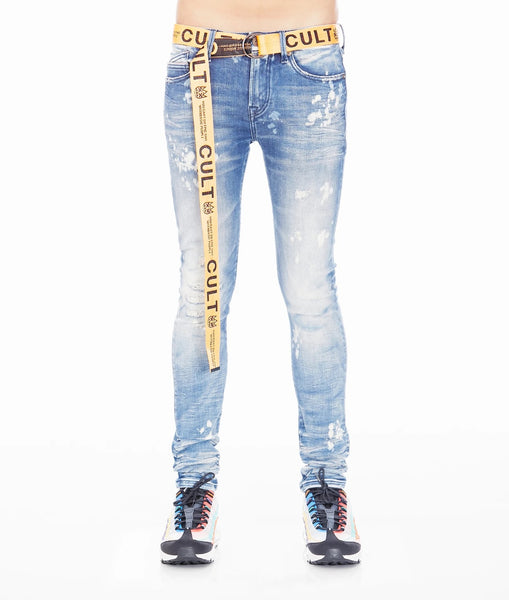 Cult of individuality (blue dune belt punk super skinny jean