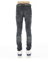Cult of individuality (blue neko pink  super skinny stretch acai belt jean)