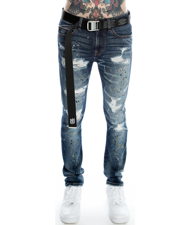 Cult of individuality (dark blue drip punk super skinny jean)