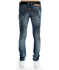 Cult of individuality (dark blue drip punk super skinny jean)