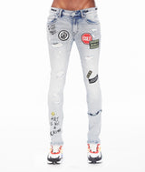 Cult of individuality (light blue graffiti super skinny denim jean)