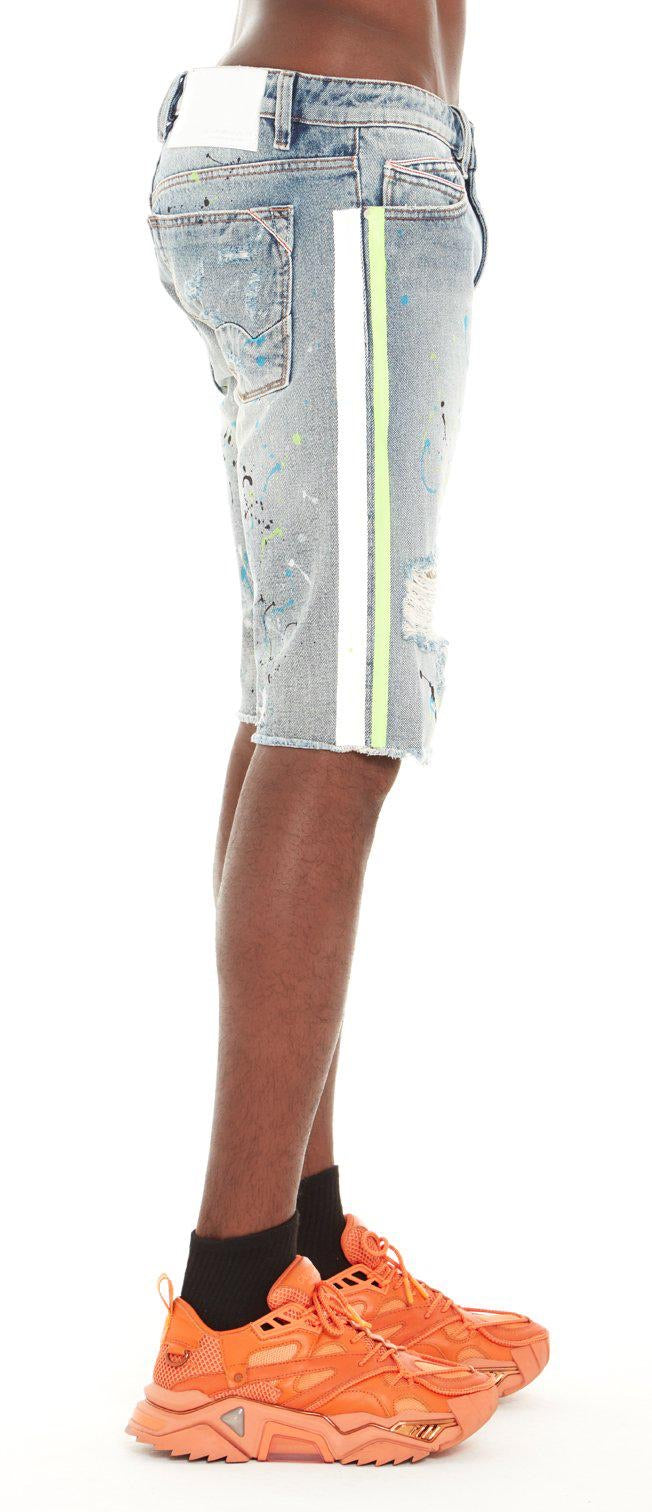 Cult of individuality (blue/lime stripe denim short)