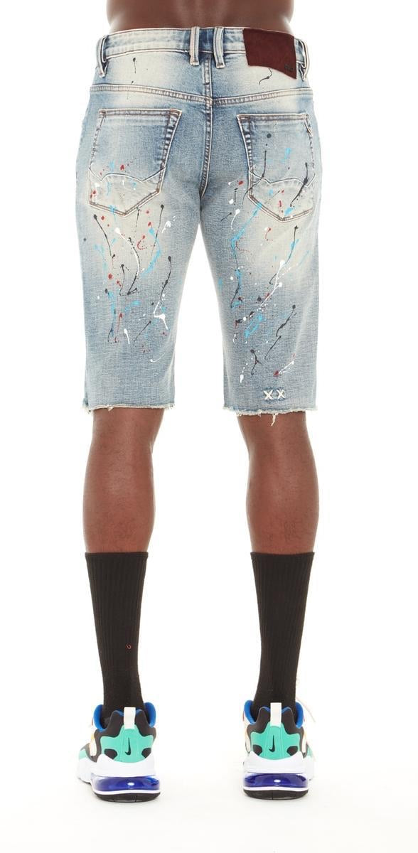 Cult of individuality (Blue/red spot picasso denim short)