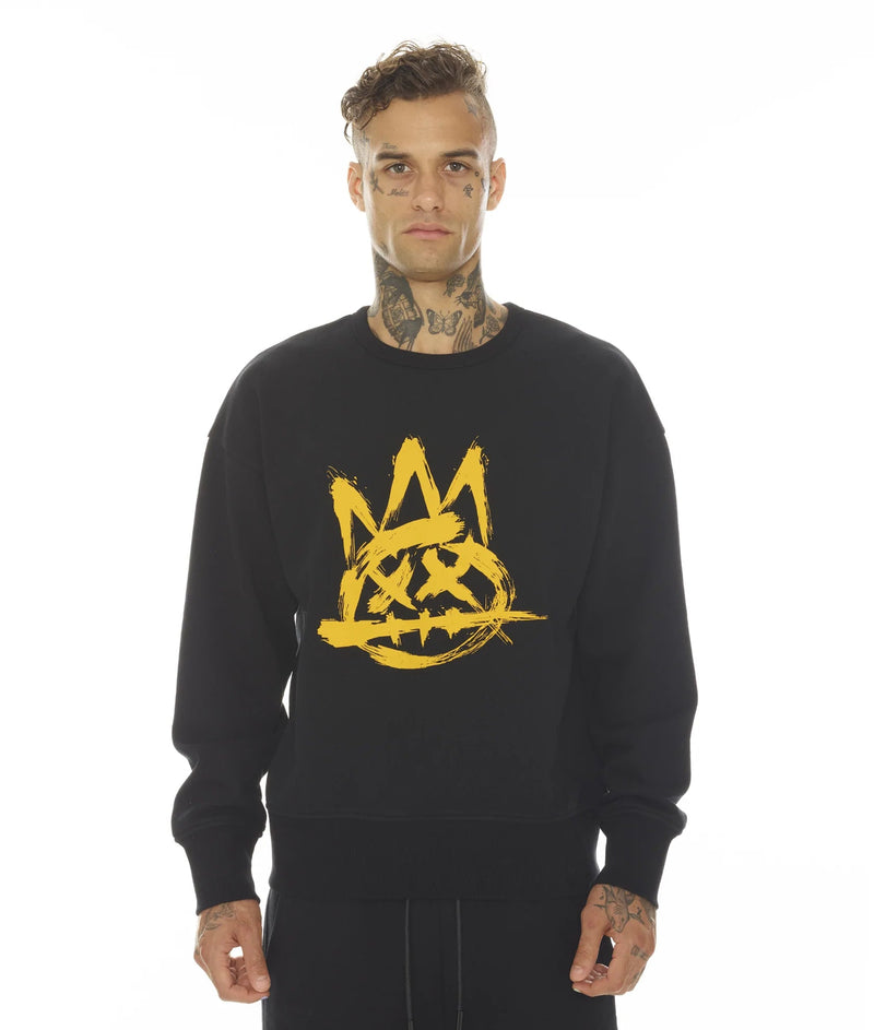 Cult of individuality (black crewneck fleece sweater)