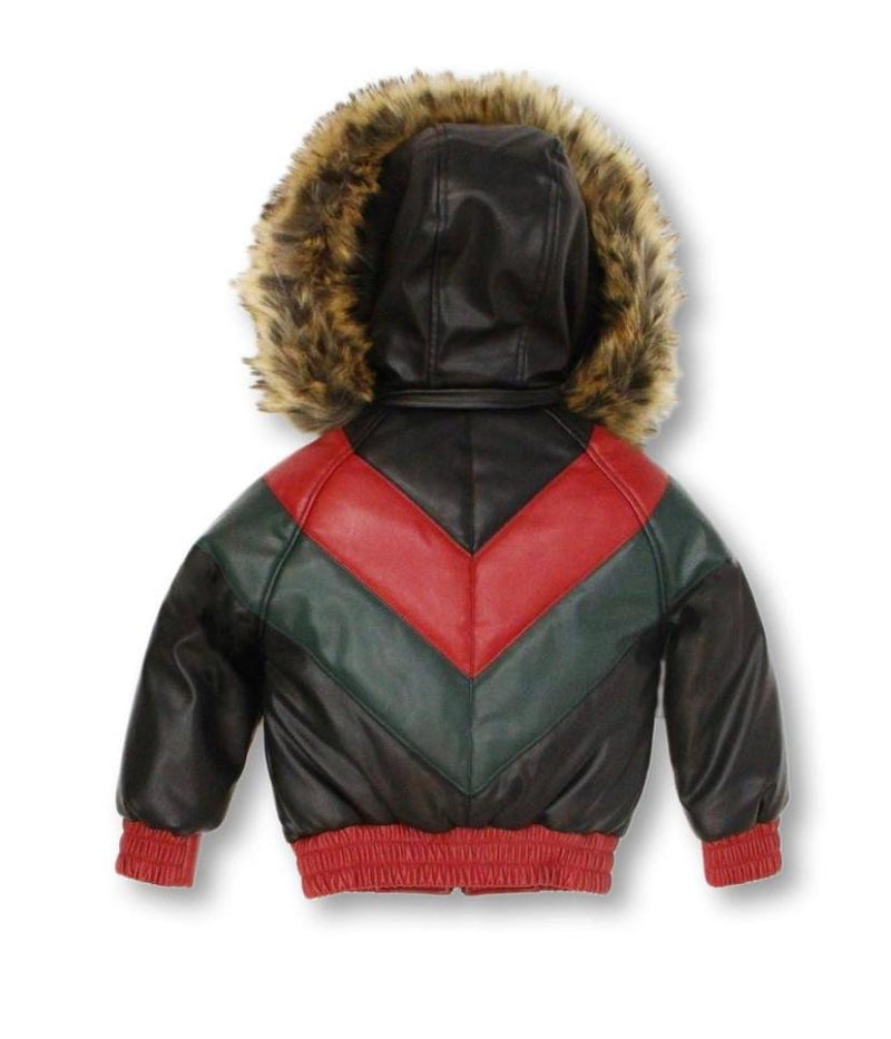 Dakoma (kids Black/red furry leather jacket)