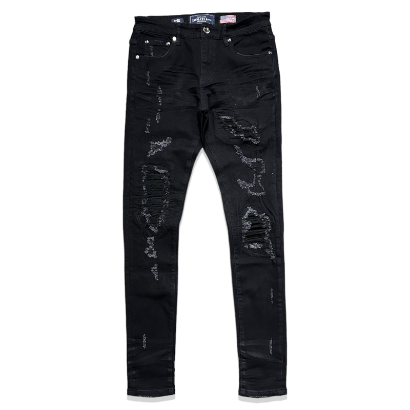 Damati denim (solid black cut biker jean)