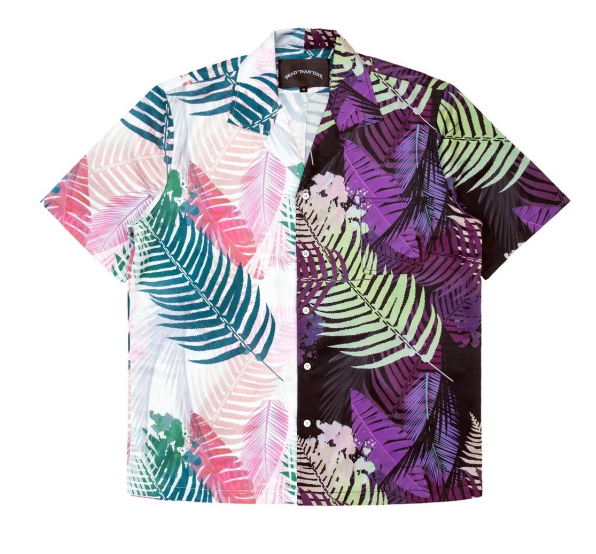 Dead than cool (pink/purple multi areca palm button up)