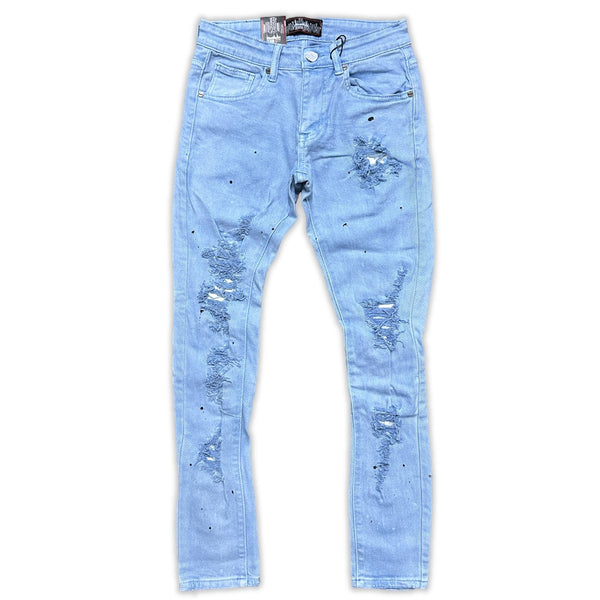 Denimicity (Men's Baby Blue Garment Skinny Jean -097)