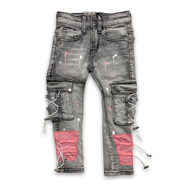 Denimicity (kids Grey/pink cargo jean)