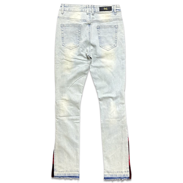 Dna premium (light blue /black & red handcraft skinny denim jean )