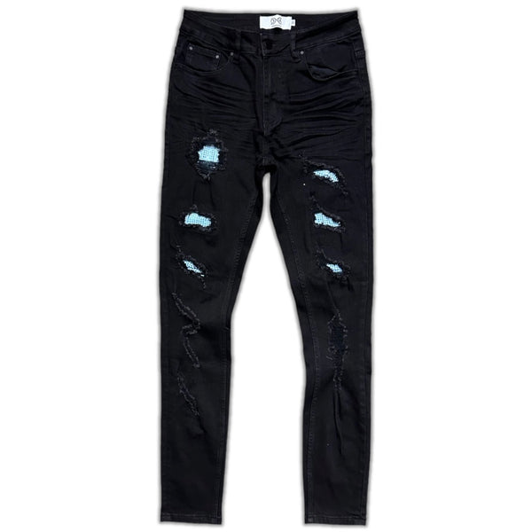 DNA premium (men’s black/baby blue  handcraft crystal jean)