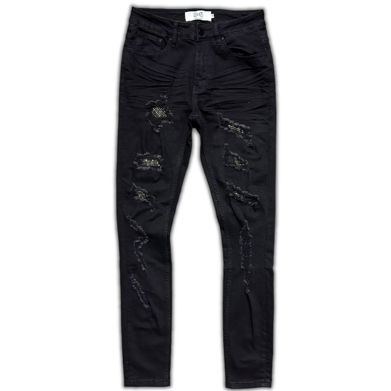 DNA premium (men’s black/gold handcraft crystal jean)