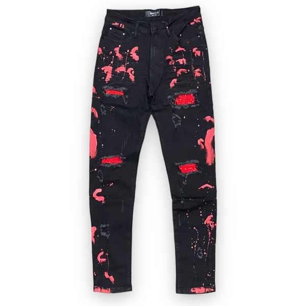 Dna premium (men's black/red crystal handcrafted jean)