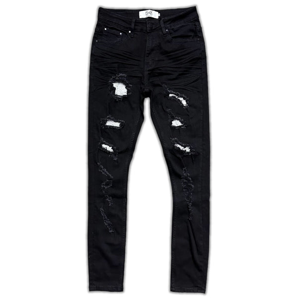 DNA premium (men’s black/white handcraft crystal jean)