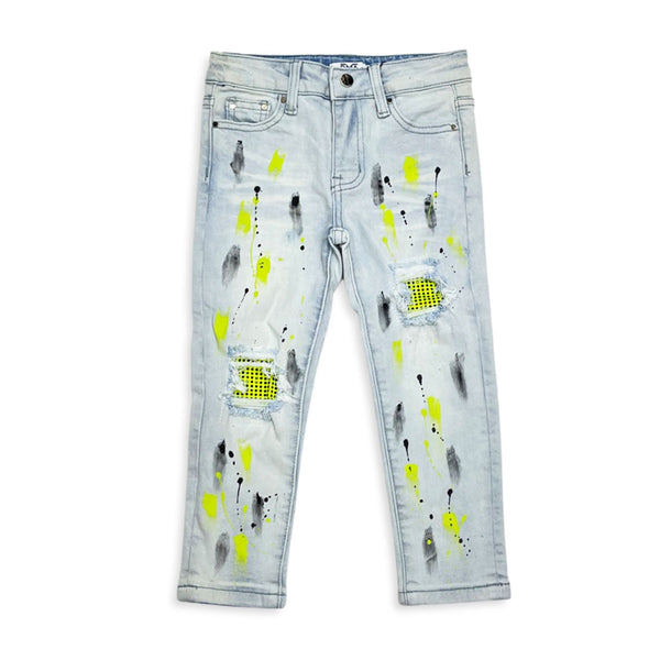 Dna premium (kids blue cut lime/black crystal drip jean)