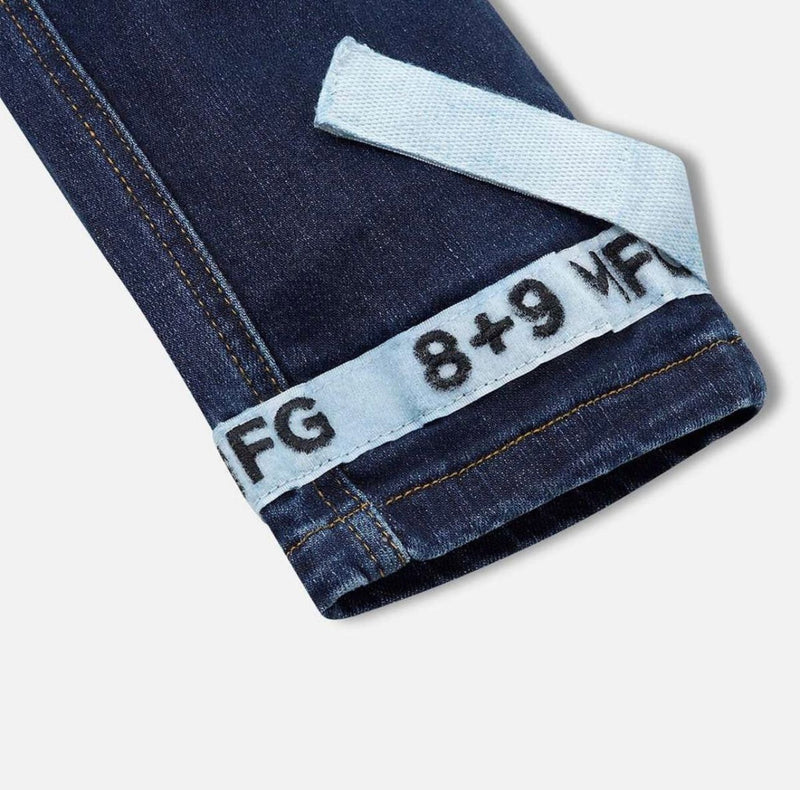 Eight & nine (blue/sky blue strapped slim utility wash jean)