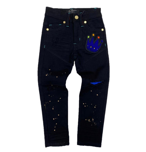 Elite denim (kids black/royal blue “crown jean)