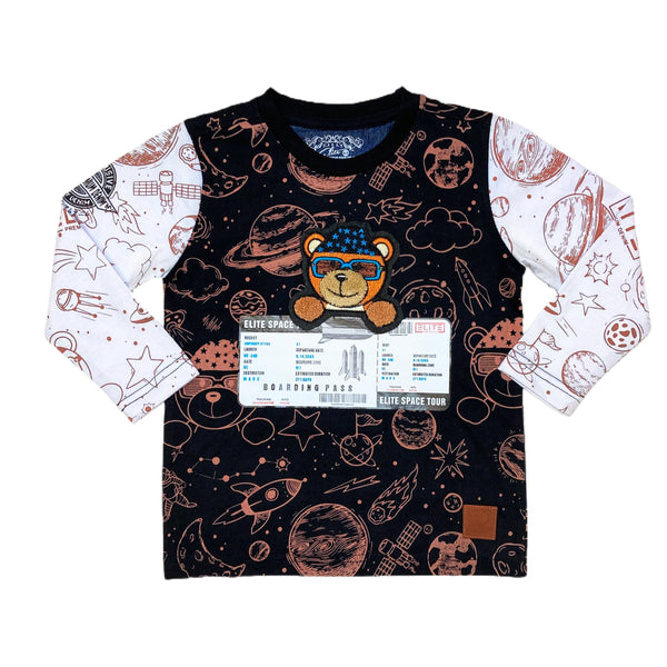 Elite denim (kids black/brown teddy bear long sleeve t-shirt)