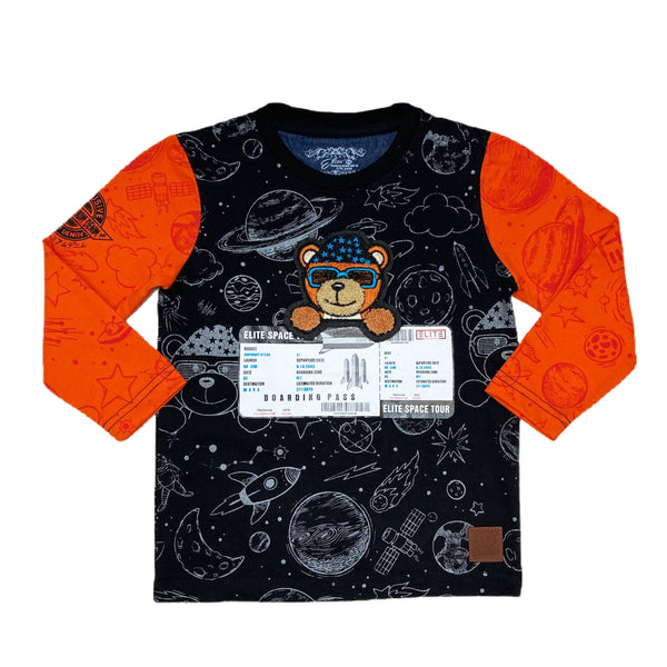 Elite denim (kids black/orange teddy bear long sleeve)