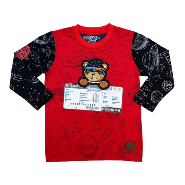 Elite denim (kids red/black teddy bear long sleeve t-shirt)