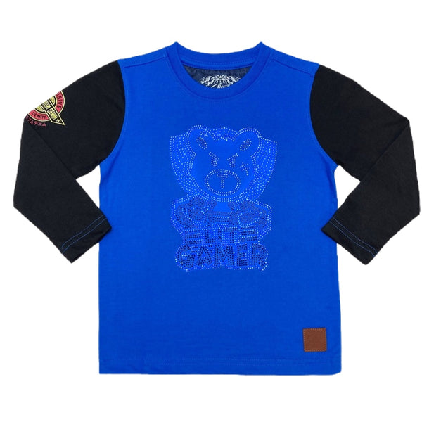 Elite denim (kids royal blue/black elite gamer long sleeve t-shirt)