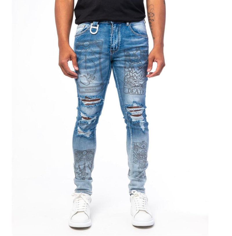 Gala (blue “prophetic printed jean)