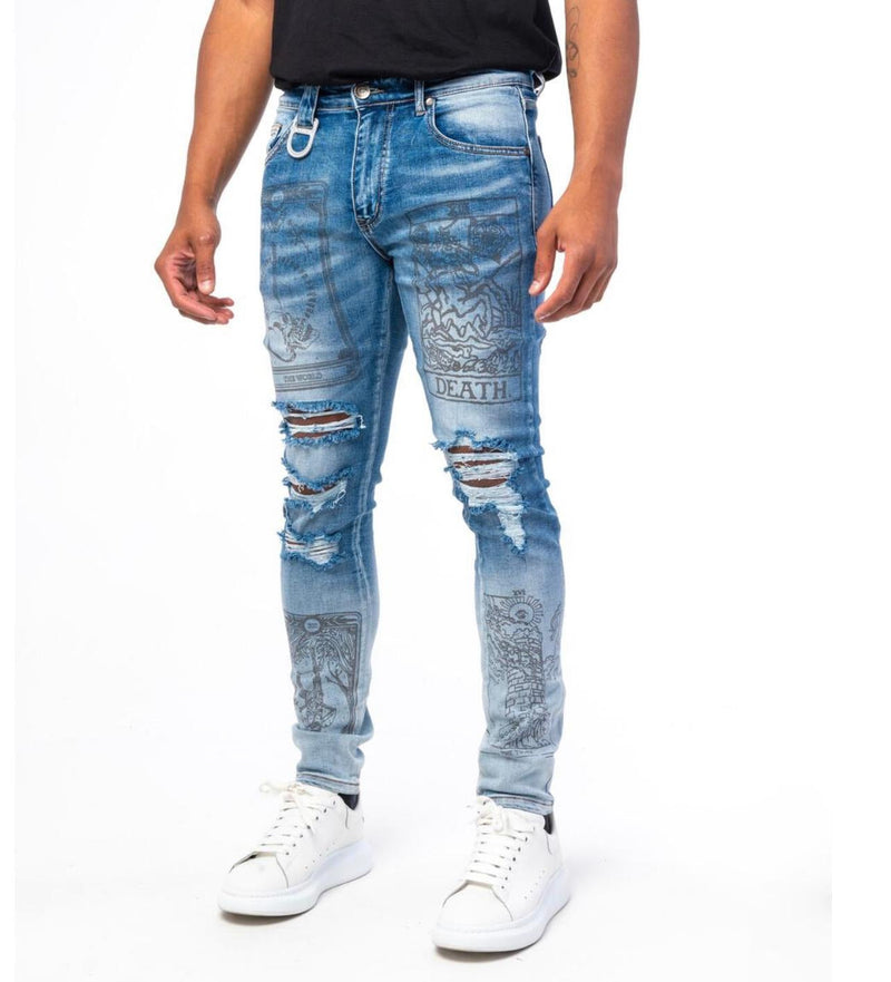 Gala (blue “prophetic printed jean)