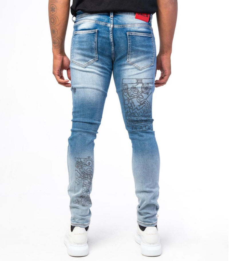 Gala (blue “prophetic printed jean)