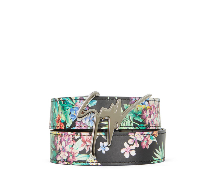 Giuseppe zanotti (black floral/sliver leather belt)