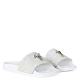 giuseppe zanotti (female Off-white crocodile-print leather Slides)