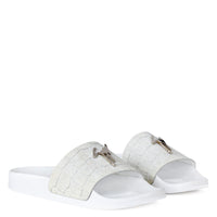 giuseppe zanotti (female Off-white crocodile-print leather Slides)