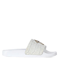 giuseppe zanotti (female Off-white crocodile-print leather Slides)