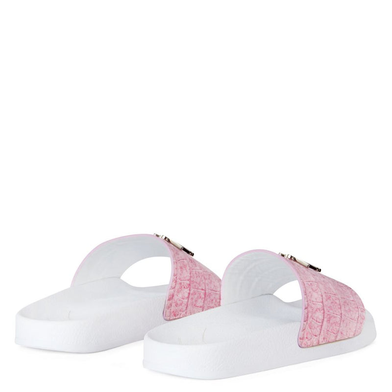 giuseppe zanotti (female Pink crocodile-print leather slide)